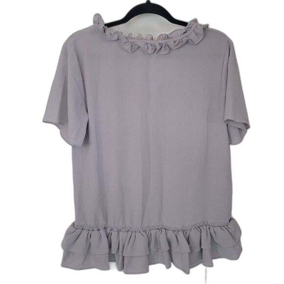 Umgee Keyhole V-Neck Layered Ruffle Hem Blouse - Picture 2 of 4
